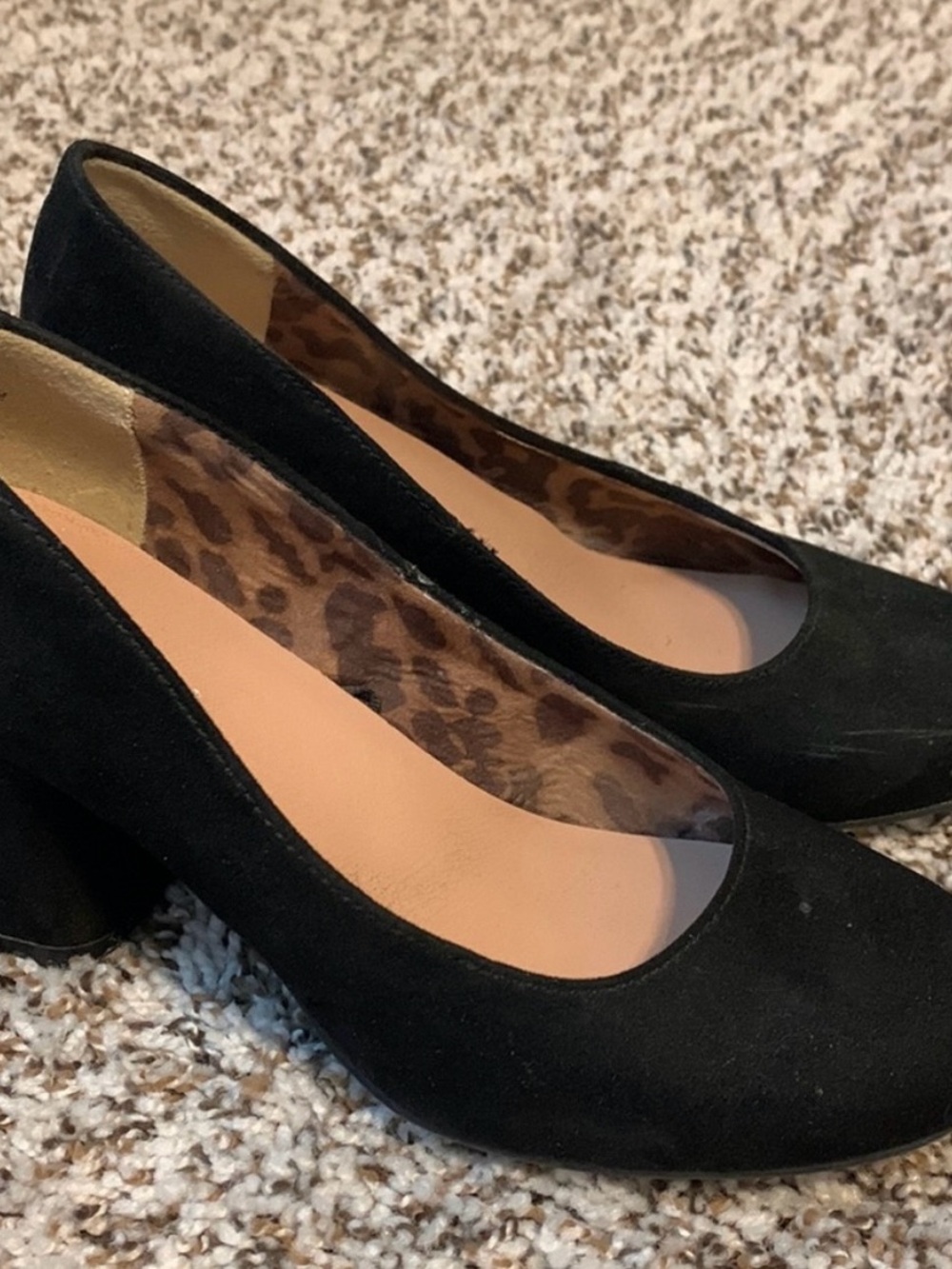 Jellypop Black Suede Round-Toe Block Heel Pumps